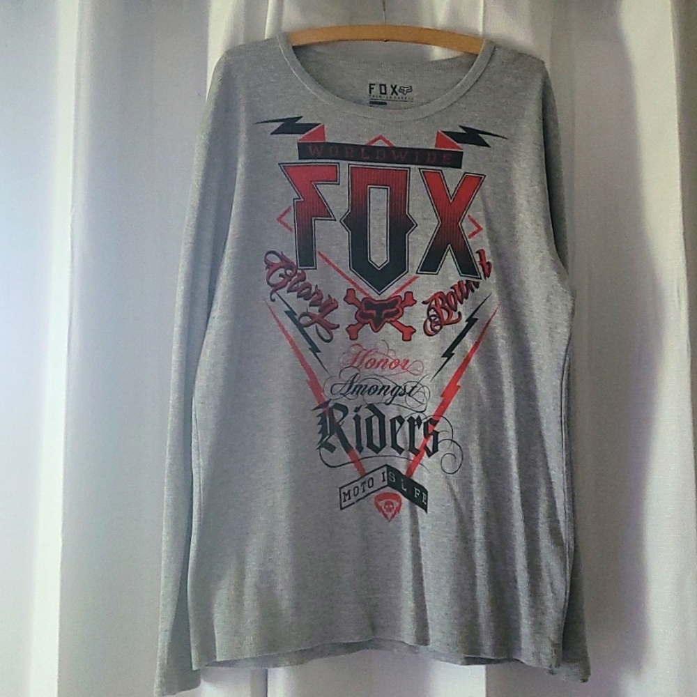 Men's Fox Racing XL light gray long sleeve. Waffle fabric, like new! Worn once.